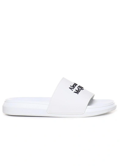 Shop Alexander Mcqueen White Logoed Sandals