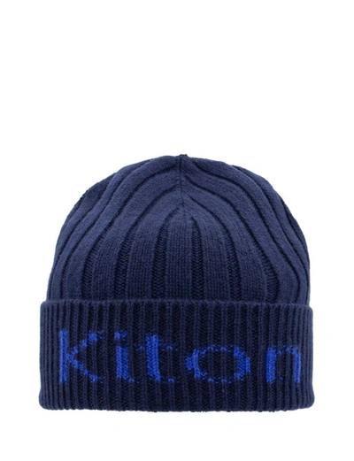 Shop Kiton Blue Knitted Soft Cashmere Hat