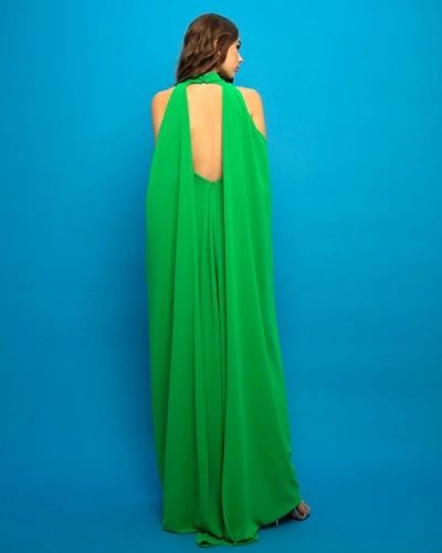 Shop Gemy Maalouf Draped Crepe Dress - Long Dresses In Green