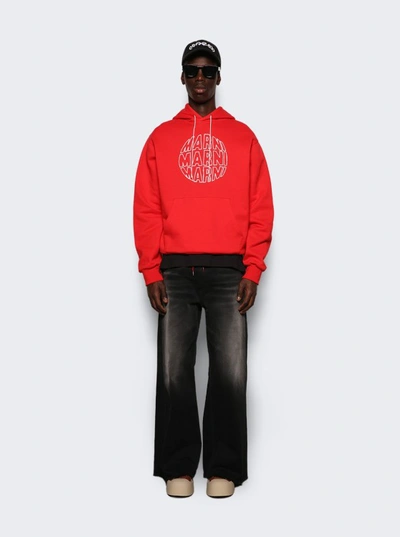 Shop Marni Red Hooded Sweatshirt