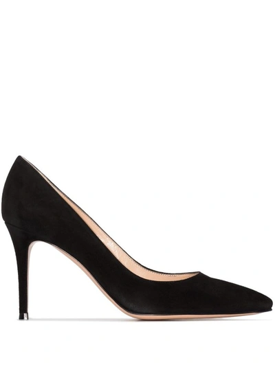 Shop Gianvito Rossi Black Calf Leather Pumps With Heel
