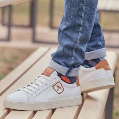 Shop Alexander 1910 Sneakers - Leather Spot In White