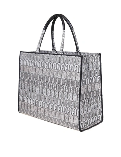 Shop Furla Opportunity L Black And White In Jacquard Fabric