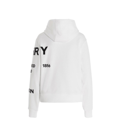 Shop Burberry Logo Hooded Sweatshirt In White