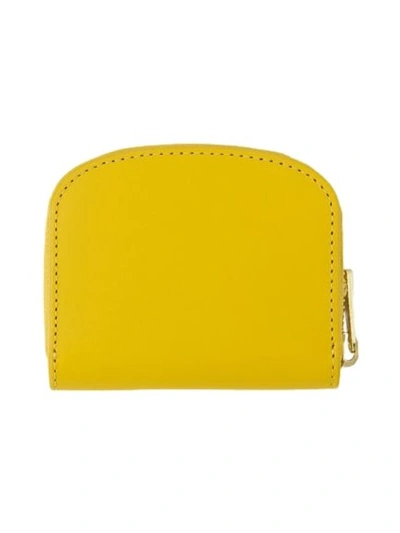 Shop Apc Demi Lune Mini Compact Change Purse - Leather - Yellow