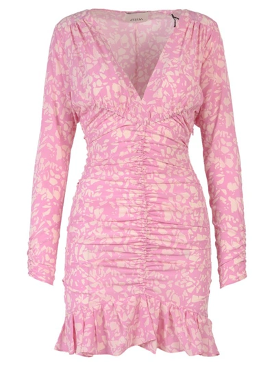 Shop Isabel Marant All-over Print Pink Stretch Silk Dress