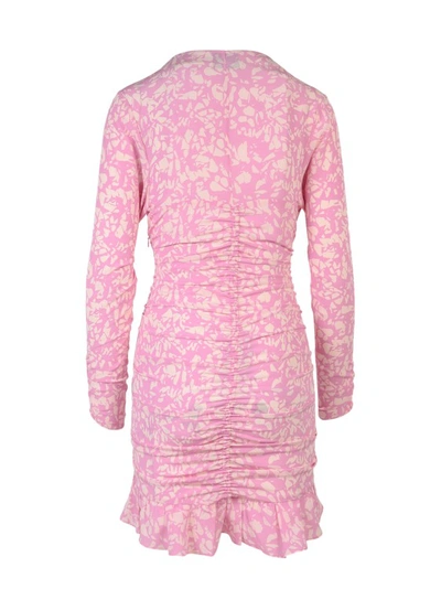 Shop Isabel Marant All-over Print Pink Stretch Silk Dress