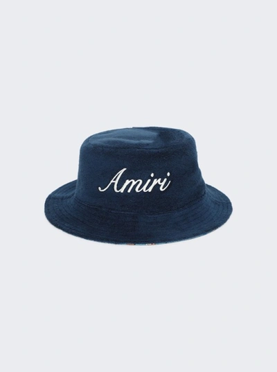Shop Amiri Bandana Aloha Silk Reversible Bucket Hat In Blue