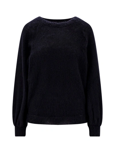 Shop Alberta Ferretti Mohair And Virgin Wool Blend Sweater In Black