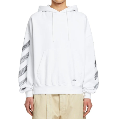 Shop Off-white Scribble Diag Hood Sweatshirt In White