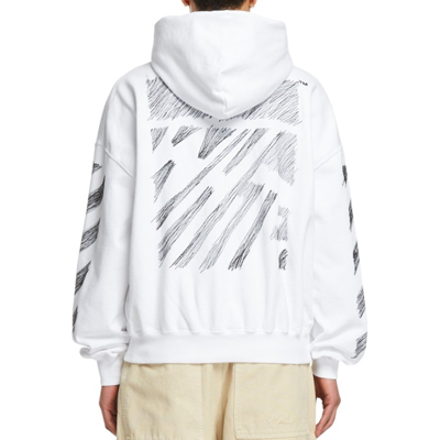 Shop Off-white Scribble Diag Hood Sweatshirt In White