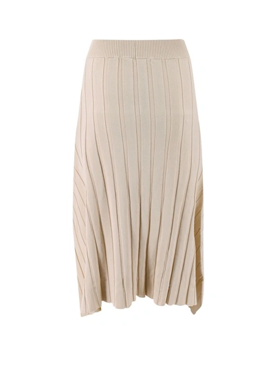 Shop Stella Mccartney Sustainable Ribbed Viscose Skirt In Neutrals