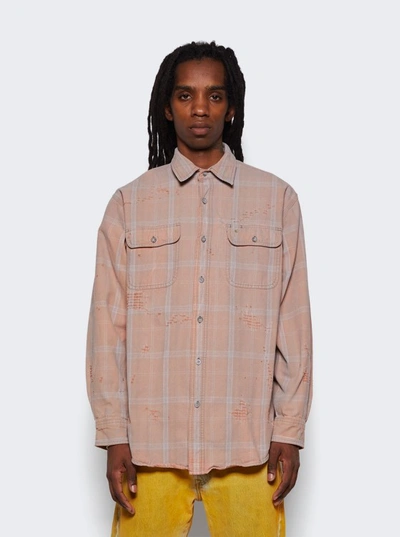 Shop Notsonormal Destroyed Flannel Shirt In Pink