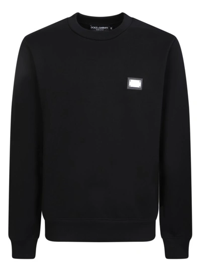 Shop Dolce & Gabbana Logo Plaque Black Sweatshirt