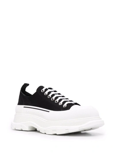 Shop Alexander Mcqueen Black Cotton Sneakers With Thick Oversized Rubber Tread Sole
