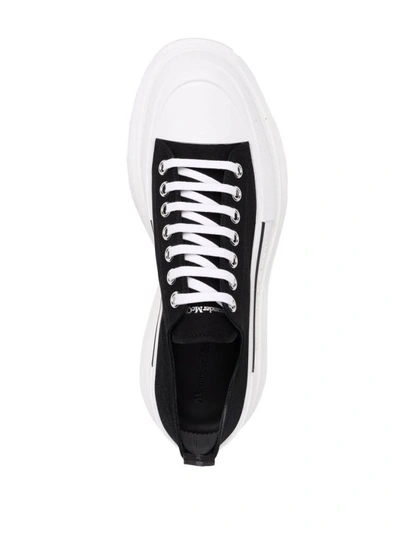 Shop Alexander Mcqueen Black Cotton Sneakers With Thick Oversized Rubber Tread Sole
