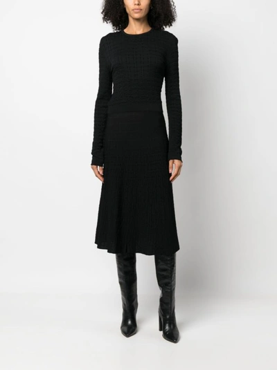 Shop Rochas Black Long-sleeved Midi Dress