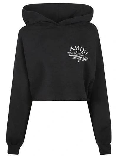 Shop Amiri Logo-print Cropped Hoodie In Black