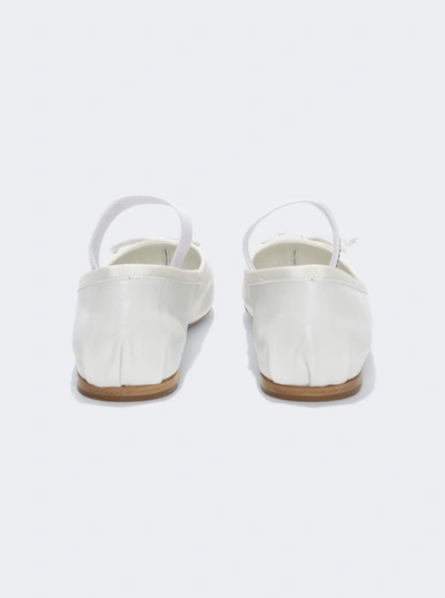 Shop Miu Miu Logo Strap Ballet Flats In White