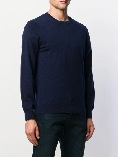 Shop Brunello Cucinelli Blue Crewneck Sweaters