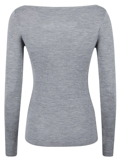 Shop P.a.r.o.s.h Cut-out Ribbed Wool Jumper In Grey