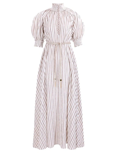 Shop Zimmermann Cotton Dress With Lurex Details In White