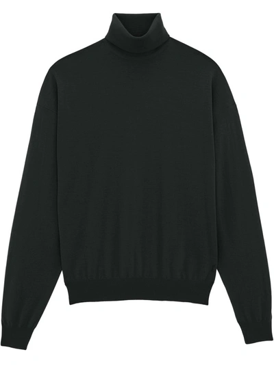 Shop Saint Laurent Sustainable Virgin Wool Sweater In Black