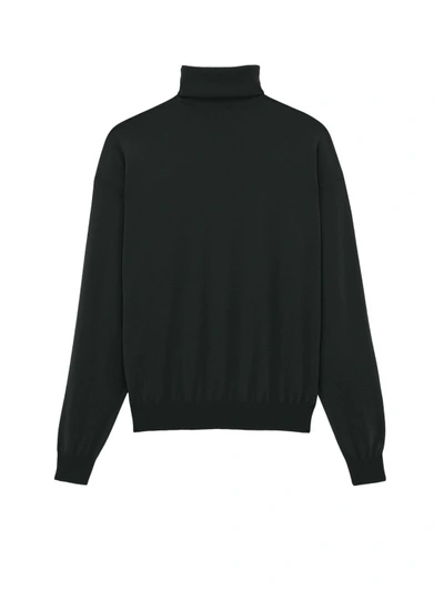 Shop Saint Laurent Sustainable Virgin Wool Sweater In Black
