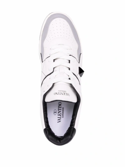 Shop Valentino White Lace-up Sneakers