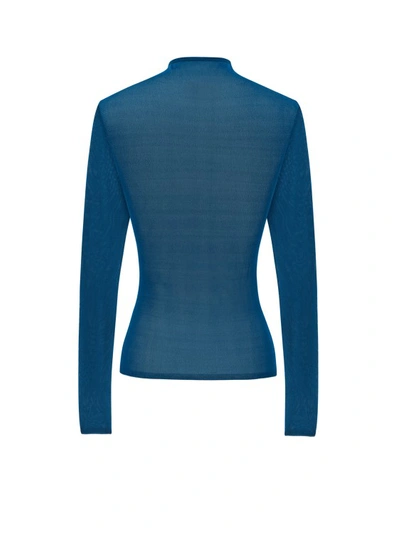Shop Saint Laurent Silk Top In Blue
