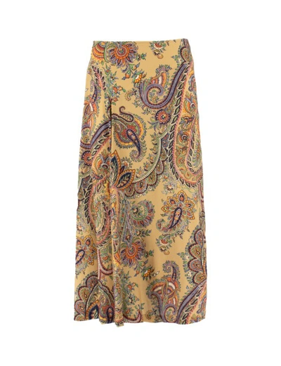 Shop Etro Beige Paisley Print Skirt In Brown