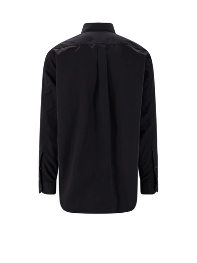 Shop Valentino Cotton Shirt With Embroidered Logo In Black