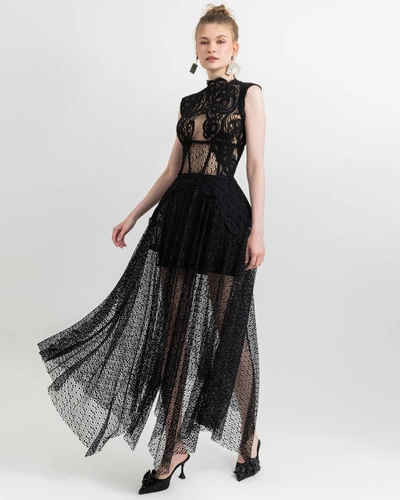 Shop Gemy Maalouf Intricate Lace Dress - Midi Dresses In Black