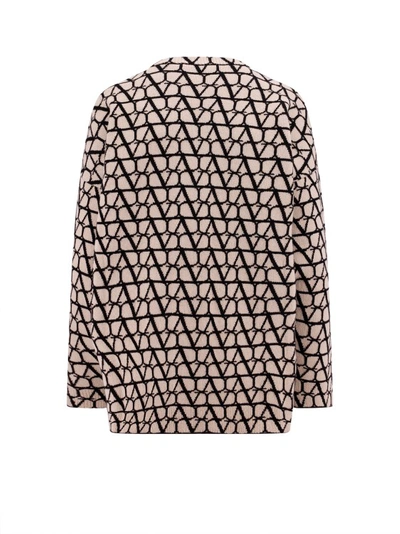 Shop Valentino Virgin Wool Sweater With Toile Iconographe Motif In Neutrals