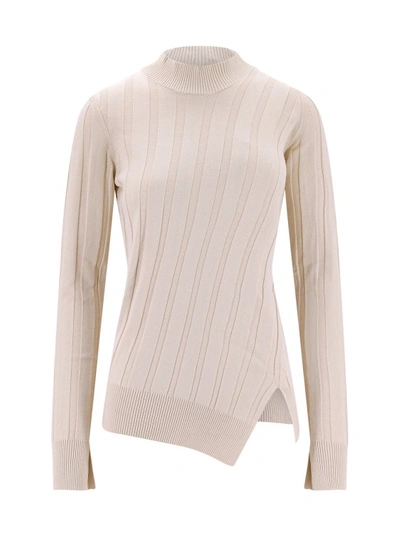 Shop Stella Mccartney Sustainable Viscose Ribbed Sweater In Neutrals