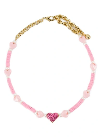 Shop Shourouk Pink Heart Nacklace - Brass - Pink In Not Applicable