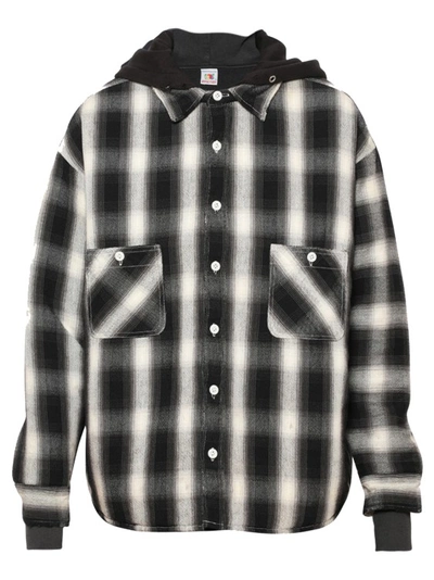 Shop Saint Michael Parka Check Print Shirt In Black