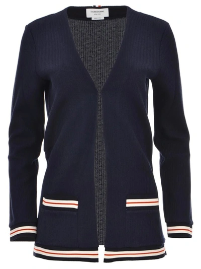 Shop Thom Browne Cotton Cardigan In Blue