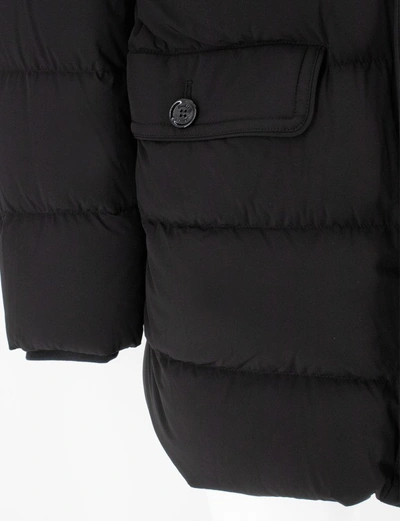 Shop Moorer Black Quilted Water Repellent Fabric Parka
