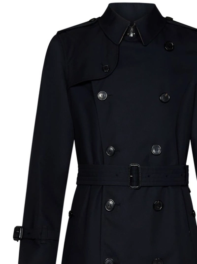 Shop Burberry Blue Cotton Coat In Black