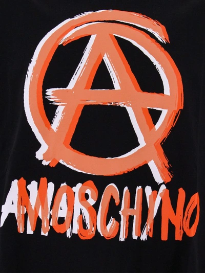 Shop Moschino Cotton T-shirt With Anarchy Logo In Black