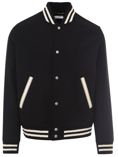Shop Saint Laurent Iconic Teddy Jacket In Black