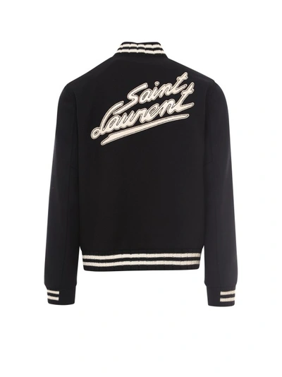 Shop Saint Laurent Iconic Teddy Jacket In Black