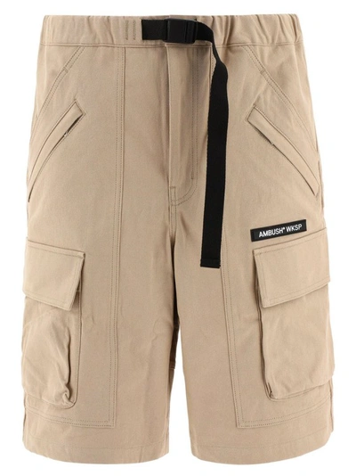 Shop Ambush Cotton Bermuda Shorts In Brown