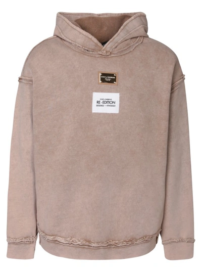Shop Dolce & Gabbana Long-sleeved Classic Hoodie In Brown