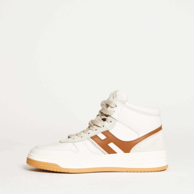 Shop Hogan High Basket Sneakers In White Leather