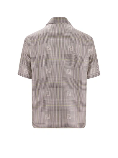 Shop Fendi Fluo Prince Of Wales Silk Shirt In Grey