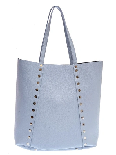 Shop Zanellato Moretta Daily Light Blue Leather Bag