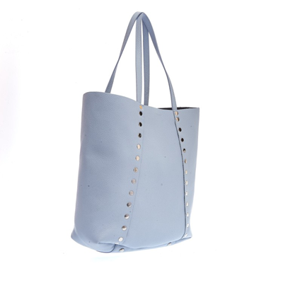 Shop Zanellato Moretta Daily Light Blue Leather Bag