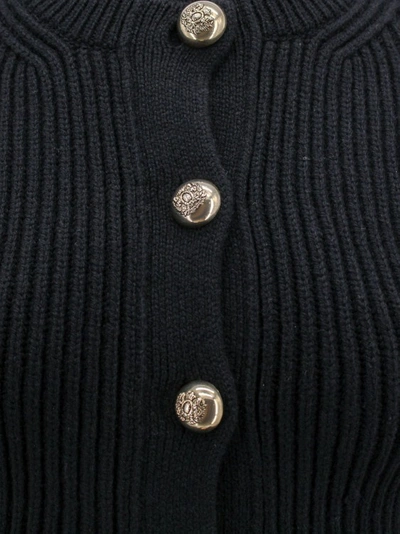 Shop Alexander Mcqueen Ribbed Wool And Cashmere Cardigan In Black